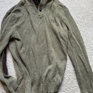 Chaps Green Turtleneck Sweater with Ribbed Cuffs